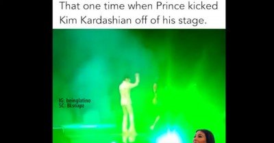 Prince kicks Kim Kardashian off stage – video