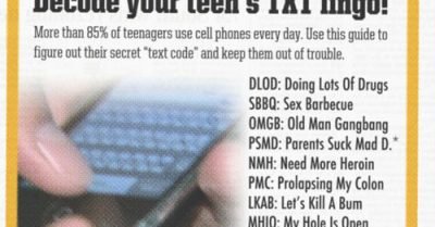 Decode your teen’s TXT lingo! SBBQ – Sex Barbecue