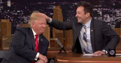 Jimmy Fallon messes up Donald Trump’s hair – gif